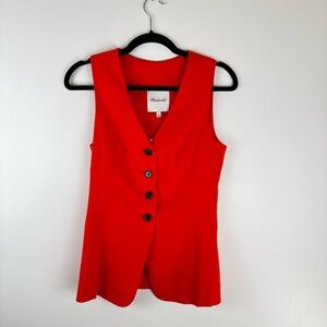 Madewell Womens Size 0 Button Vest Top Sleeveless V Neck Orange Boho